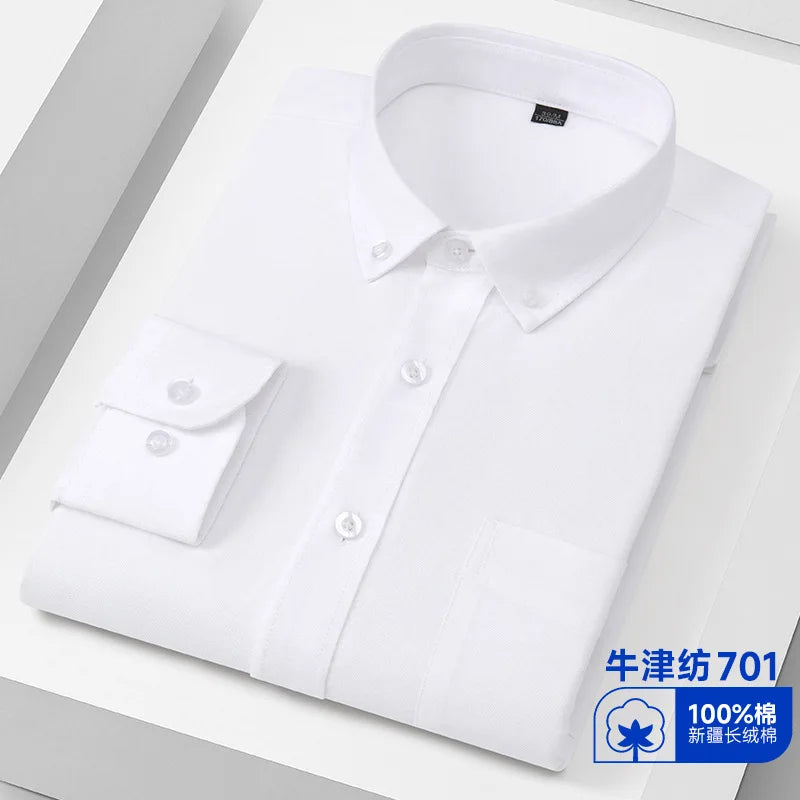 Men’s 100% Cotton Oxford Long Sleeve Shirt – Regular Fit Soft Casual Dress Shirt for Work & Social Events