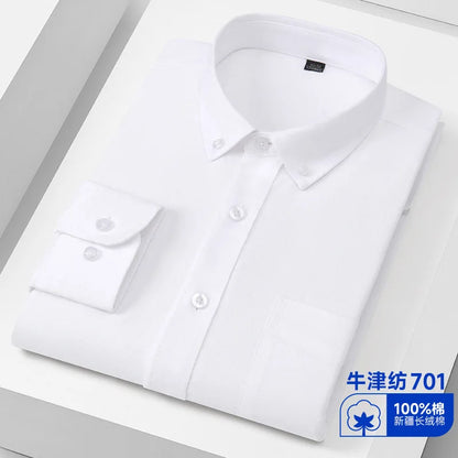 Men’s 100% Cotton Oxford Long Sleeve Shirt – Regular Fit Soft Casual Dress Shirt for Work & Social Events