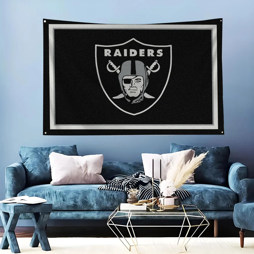 Customizable Raiders Flag - High-Quality Polyester Banner for Outdoor Decor & Room Aesthetic