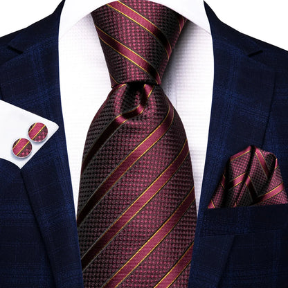 Men’s Elegant Paisley Tie Set – Jacquard Woven Necktie, Pocket Square & Cufflinks for Weddings, Business & Gifts