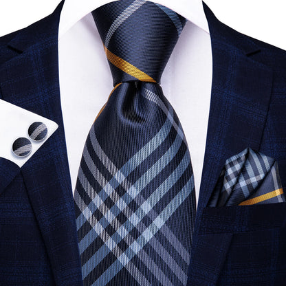 Burgundy Brown & Black Paisley Striped Silk Tie Set – Necktie + Pocket Square + Cufflinks – Formal Gift Set for Men
