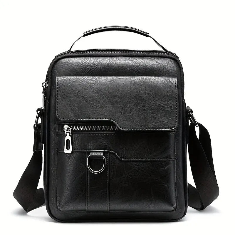 Men’s Shoulder Bag for 9.7" iPad - PU Leather Business Crossbody Messenger Travel Bag