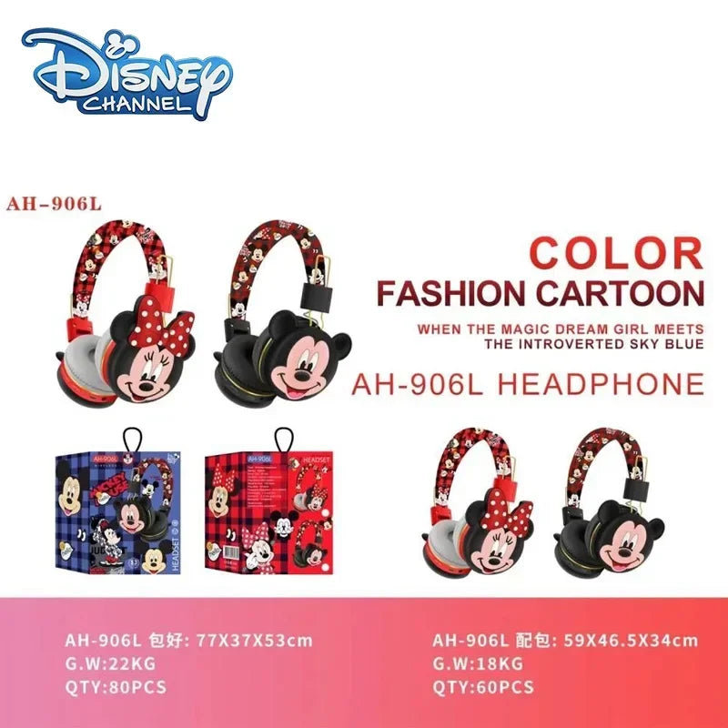 Disney Bluetooth Earphone Print Mickey Minnie Wireless Earphone HIFI Sound Foldable Earphone with Microphone Anime Cartoon