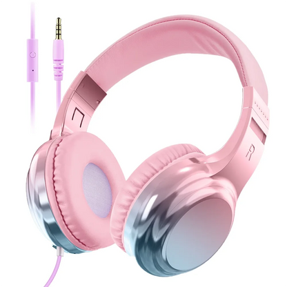 Kids Headphones Wired 3.5Mm Jack Stylish Foldable Children'S Gaming Headset with Mic for Iphone Computer Tablet PC Girls Gifts