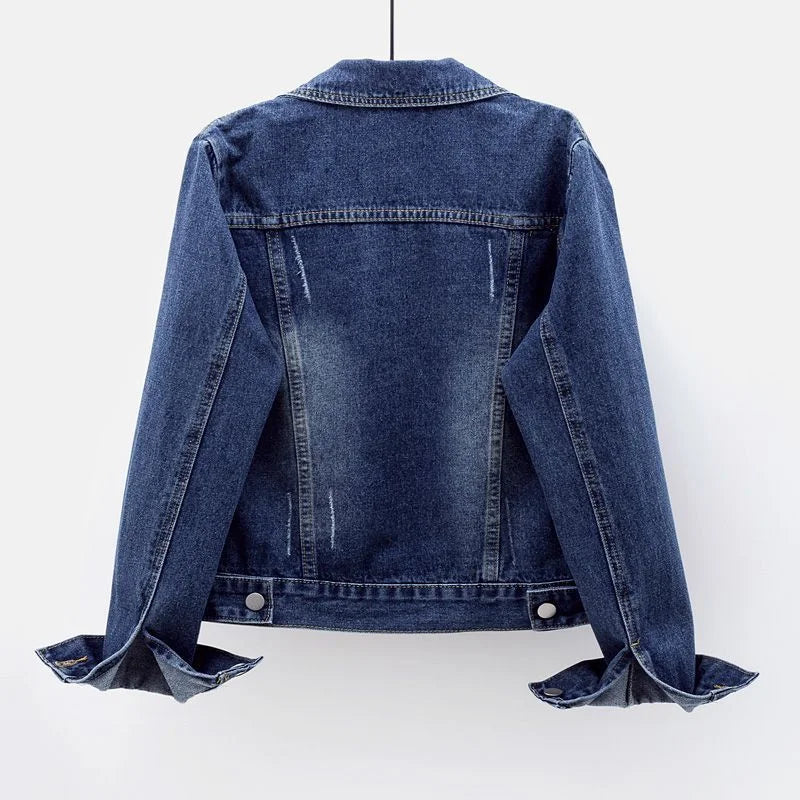 Women's Oversized Denim Jacket – Long Sleeve Spring & Autumn Jean Coat (Up to 5XL)