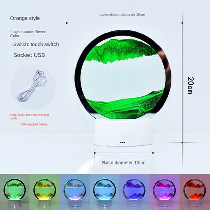 LED RGB 3D Moving Sand Art Lamp – 16-Color Quicksand Night Light with Remote & Touch Control