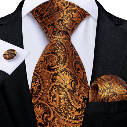 Men’s Paisley Tie Set – Luxury Silk-Feel Necktie, Pocket Square & Cufflinks – Formal Wedding & Prom Gift Set