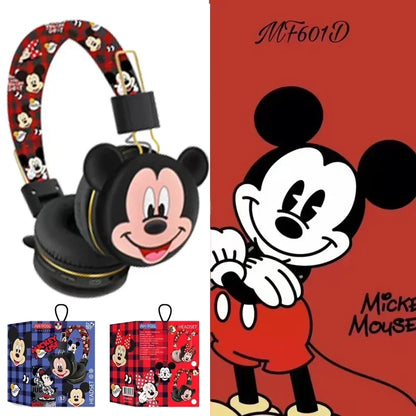 Disney Bluetooth Earphone Print Mickey Minnie Wireless Earphone HIFI Sound Foldable Earphone with Microphone Anime Cartoon