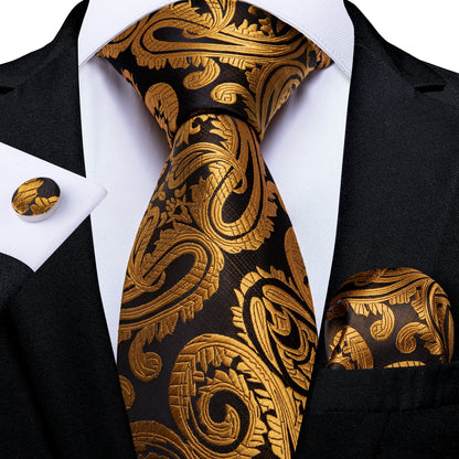 Men’s Paisley Tie Set – Luxury Silk-Feel Necktie, Pocket Square & Cufflinks – Formal Wedding & Prom Gift Set