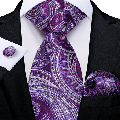 Men’s Paisley Tie Set – Luxury Silk-Feel Necktie, Pocket Square & Cufflinks – Formal Wedding & Prom Gift Set