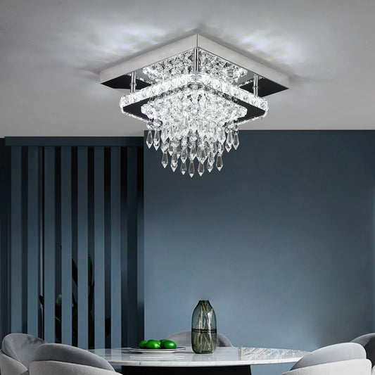 Crystal LED Ceiling Lamps K9 Living Room Stainless Steel Chandelier Luminaire 