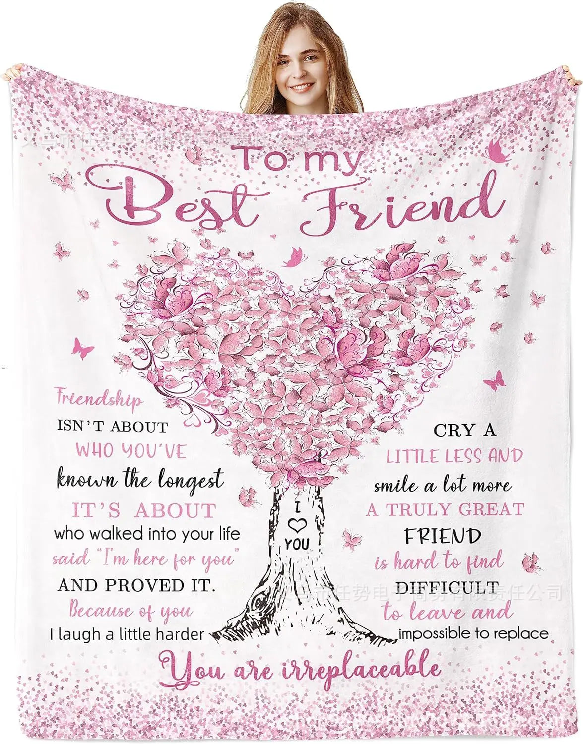 To My Best Son Print Flannel Blanket Pink Heart Love Gift Warm Throw Blanket for Bed Sofa Couch Birthday Gifts Home Queen