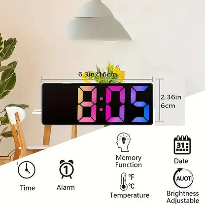 Digital Clock LED Alarm Clock Bedroom Electronic Desktop Clock with Temperature Display Adjustable Brightness 12/24 Hours