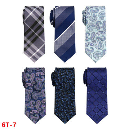 6-Pack Classic Woven Jacquard Men’s Ties – Business & Wedding Necktie Set | Formal Accessories for Workplace or Gift