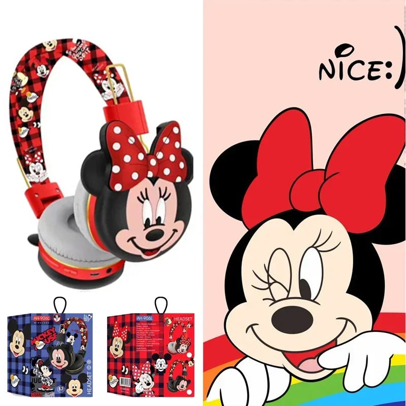 Disney Bluetooth Earphone Print Mickey Minnie Wireless Earphone HIFI Sound Foldable Earphone with Microphone Anime Cartoon