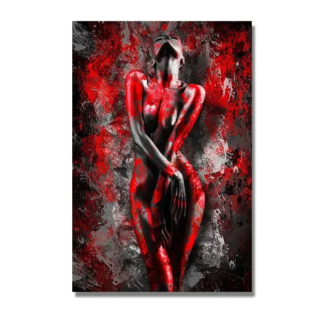 Sexy Nude Women Poster Home Wall Picture Prints Canvas Painting Sensual Red Woman Wall Art for Living Room Decor Mural Frameless