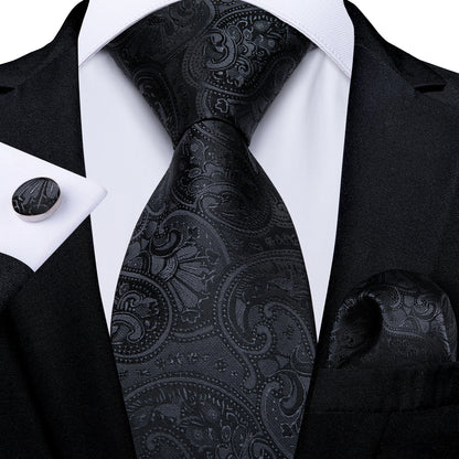 Men’s Paisley Tie Set – Luxury Silk-Feel Necktie, Pocket Square & Cufflinks – Formal Wedding & Prom Gift Set