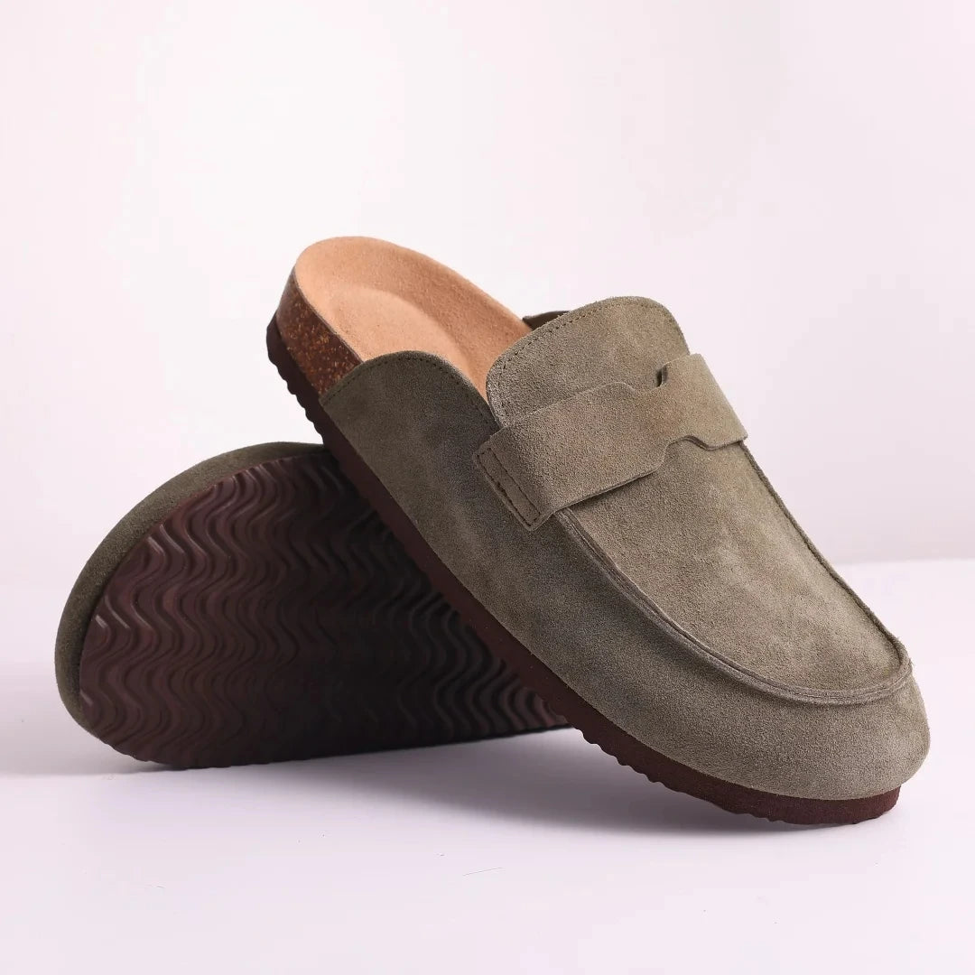 Crestar Cork Suede Mules Slippers – Classic Unisex Outdoor Clogs with Arch Support