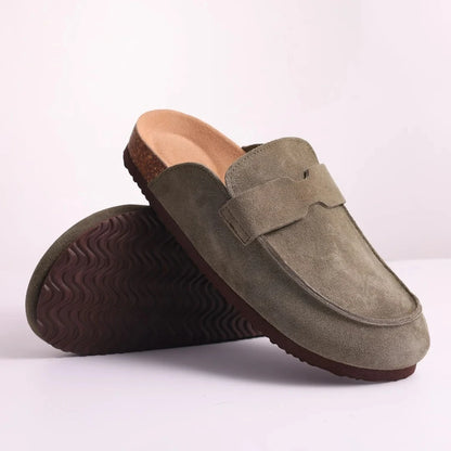 Crestar Cork Suede Mules Slippers – Classic Unisex Outdoor Clogs with Arch Support