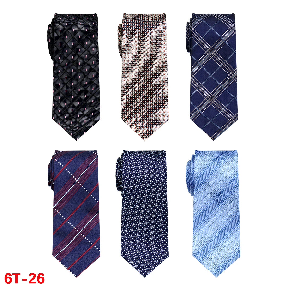 6-Pack Classic Woven Jacquard Men’s Ties – Business & Wedding Necktie Set | Formal Accessories for Workplace or Gift