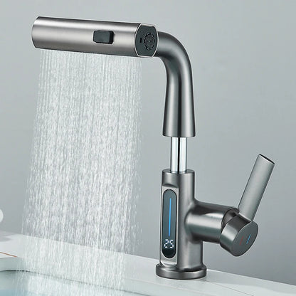 Temperature Digital Display Bathroom Basin Faucet – Pull-Out Waterfall Sink Mixer Tap