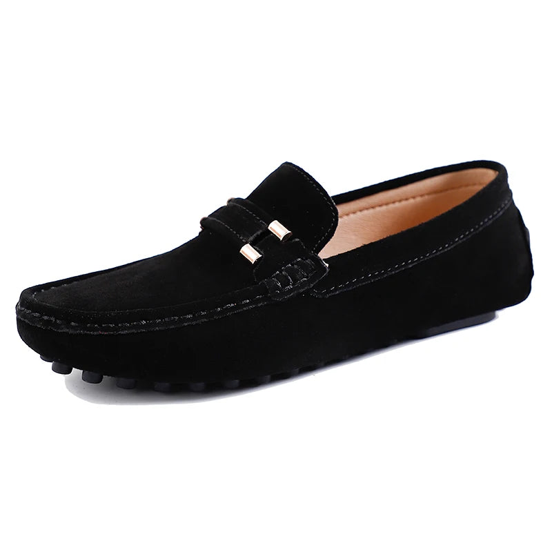 Tide Men’s Business Moccasin Shoes – Black, Blue & Red Casual Luxury Loafers (Size 38-47)