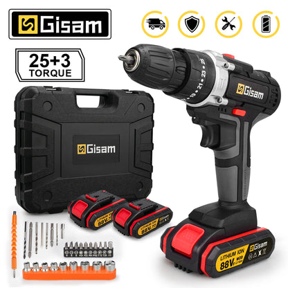 21V Cordless Impact Drill Electric Screwdriver Electric Hammer Drill Mini Wireless Hand Drill Lithium-Ion Battery Power Tools