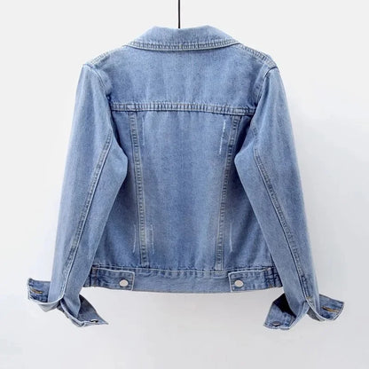 Women's Oversized Denim Jacket – Long Sleeve Spring & Autumn Jean Coat (Up to 5XL)