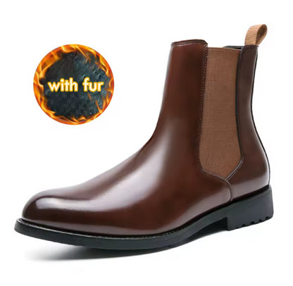 Luxury British Style Men’s Chelsea Boots – Split Leather Dress Shoes for Business, Wedding & Formal Events | Waterproof, Handmade BRANDED