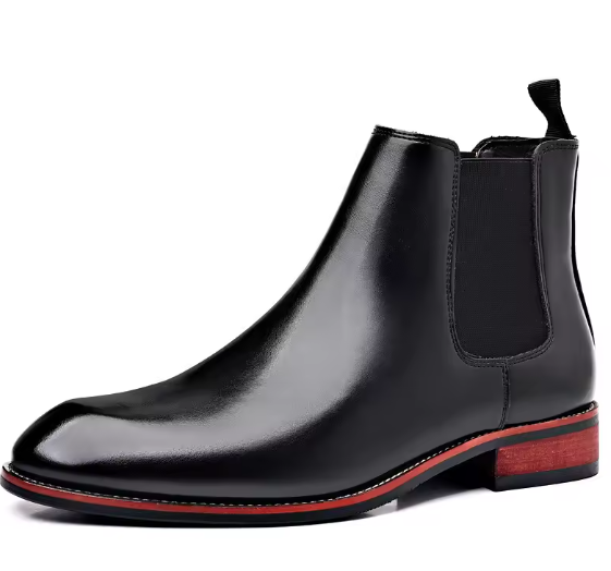 Men's Retro Chelsea Ankle Boots – British Style High-Top Leather Fashion Boots for Winter Casual Wear Move Chain