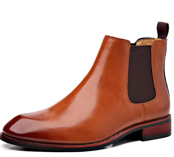 Men's Retro Chelsea Ankle Boots – British Style High-Top Leather Fashion Boots for Winter Casual Wear Move Chain
