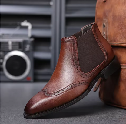 Men’s Retro Chelsea Boots – Low Heel PU Leather Fashionable Footwear for Spring & Autumn Sport Swag