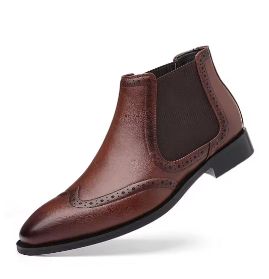 Men’s Retro Chelsea Boots – Low Heel PU Leather Fashionable Footwear for Spring & Autumn Sport Swag