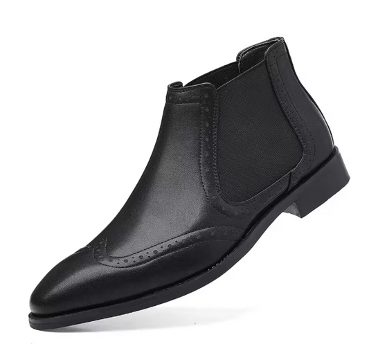 Men’s Retro Chelsea Boots – Low Heel PU Leather Fashionable Footwear for Spring & Autumn Sport Swag