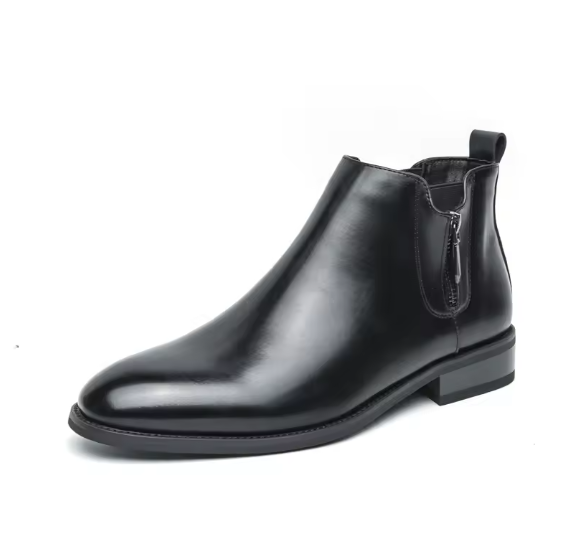 Men’s Leather Chelsea Boots – High-Top Zipper Ankle Boots | Slip-On Fashion Business Booties VEISNOO