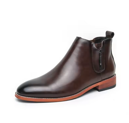Men’s Leather Chelsea Boots – High-Top Zipper Ankle Boots | Slip-On Fashion Business Booties VEISNOO