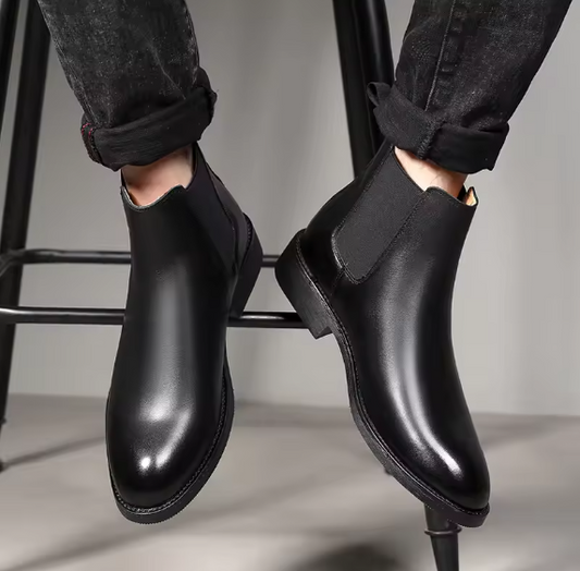 Men’s Classic Genuine Leather Chelsea Boots – Retro British Style Ankle Boots | High-Top Winter Slip-On Shoes Be-Better