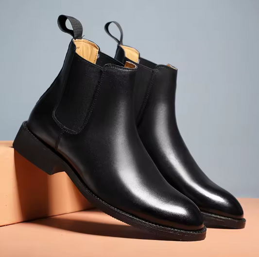 Men’s Classic Genuine Leather Chelsea Boots – Retro British Style Ankle Boots | High-Top Winter Slip-On Shoes Be-Better