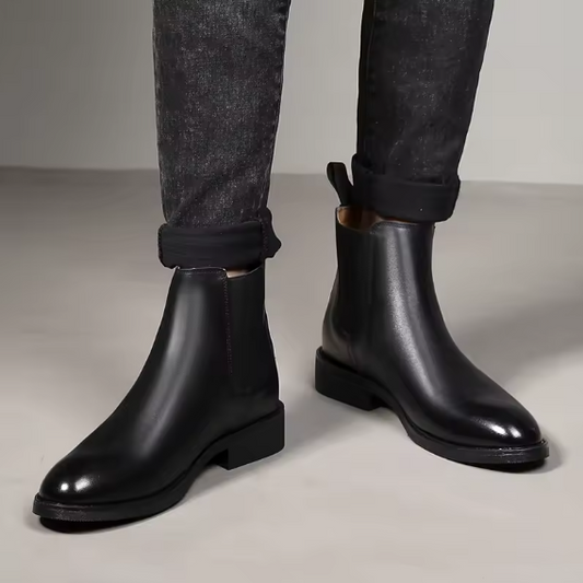 Men’s Classic Genuine Leather Chelsea Boots – Retro British Style Ankle Boots | High-Top Winter Slip-On Shoes Be-Better