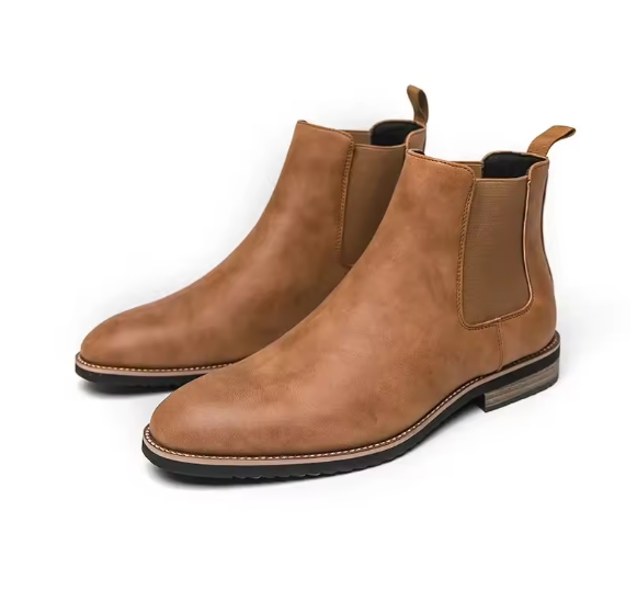 Men’s Chelsea Boots – Retro High-Top Slip-On PU Leather Ankle Shoes | Pointed Toe Casual Dress Boots BRANDED