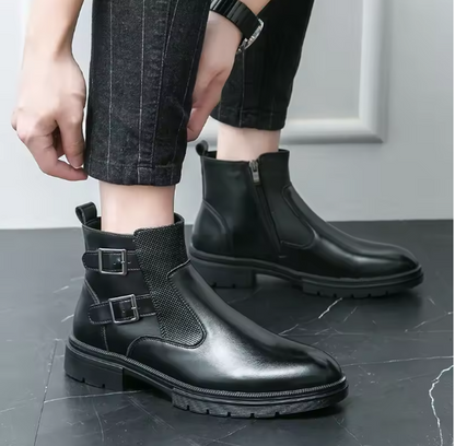 Men's Italian Designer Chelsea Boots – Split Leather Retro Ankle Boots with Zipper | Business & Casual Style Kentello Shoes