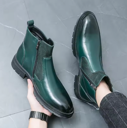Men's Italian Designer Chelsea Boots – Split Leather Retro Ankle Boots with Zipper | Business & Casual Style Kentello Shoes