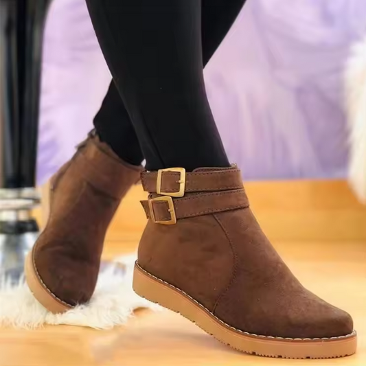 Women’s Thick Sole Platform Ankle Boots – Slip-On Fashion Chelsea Boots with Belt Buckle Detail (Sizes 42–43 Available) BRANDED