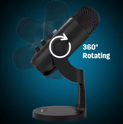 USB Condenser Microphone – Cardioid Tabletop Mic with Headphone Output & Phone Adapter for PC, Mac, Gaming, Streaming & Podcast Recording BRANDED