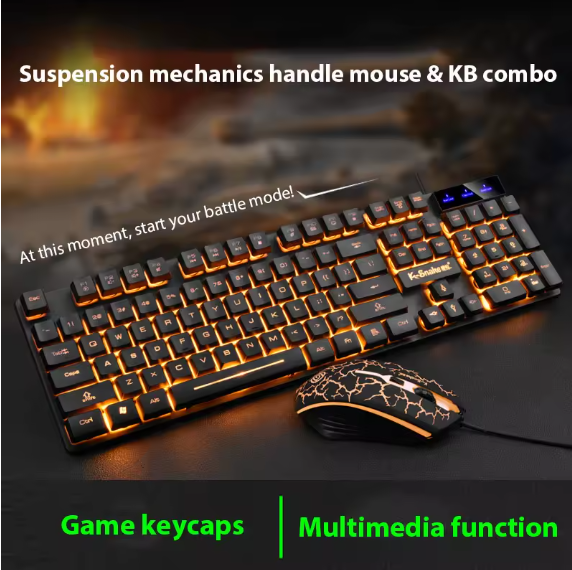 Waterproof Backlit Gaming Keyboard and Mouse Set – Ergonomic Luminous LED Combo with Bluetooth Connection BRANDED
