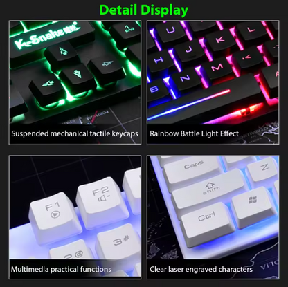 Waterproof Backlit Gaming Keyboard and Mouse Set – Ergonomic Luminous LED Combo with Bluetooth Connection BRANDED