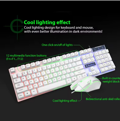 Waterproof Backlit Gaming Keyboard and Mouse Set – Ergonomic Luminous LED Combo with Bluetooth Connection BRANDED