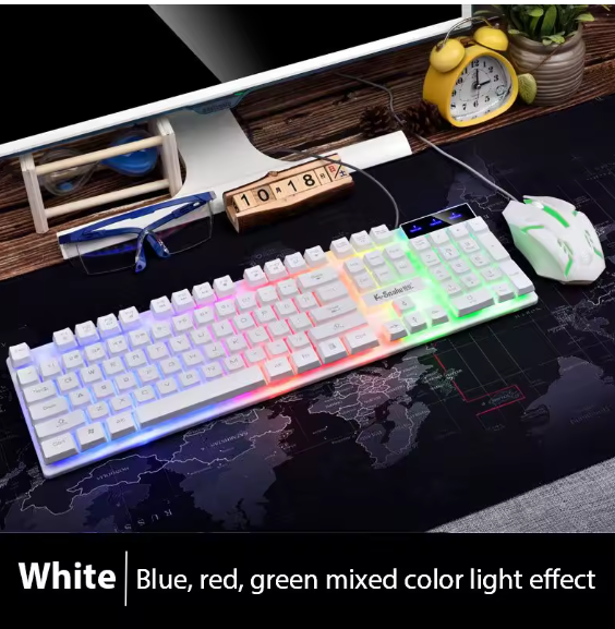 Waterproof Backlit Gaming Keyboard and Mouse Set – Ergonomic Luminous LED Combo with Bluetooth Connection BRANDED