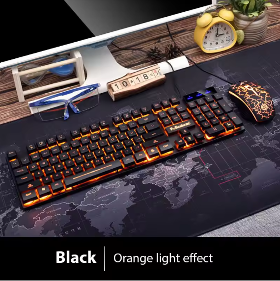 Waterproof Backlit Gaming Keyboard and Mouse Set – Ergonomic Luminous LED Combo with Bluetooth Connection BRANDED