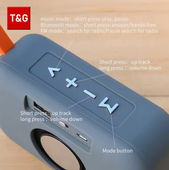 T&G TG506 Portable Mini Wireless Bluetooth 5.0 Speaker – Waterproof Outdoor/Indoor HIFI Soundbar with FM Radio, TF Card & USB Support BRANDED